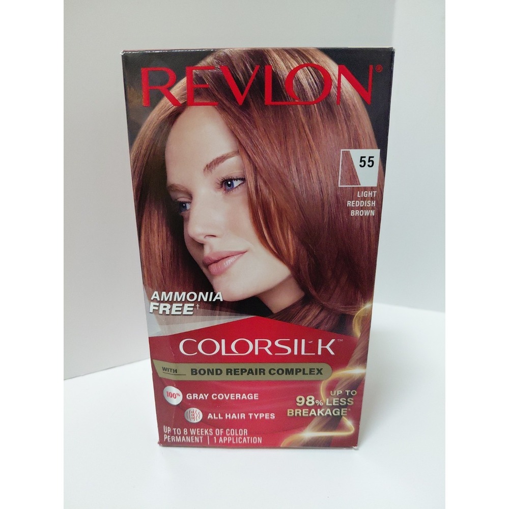 Revlon ColorSilk #55 Light Reddish Brown Permanent Hair Color NEW